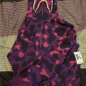 Bape Purple and Pink Shark Hoodie